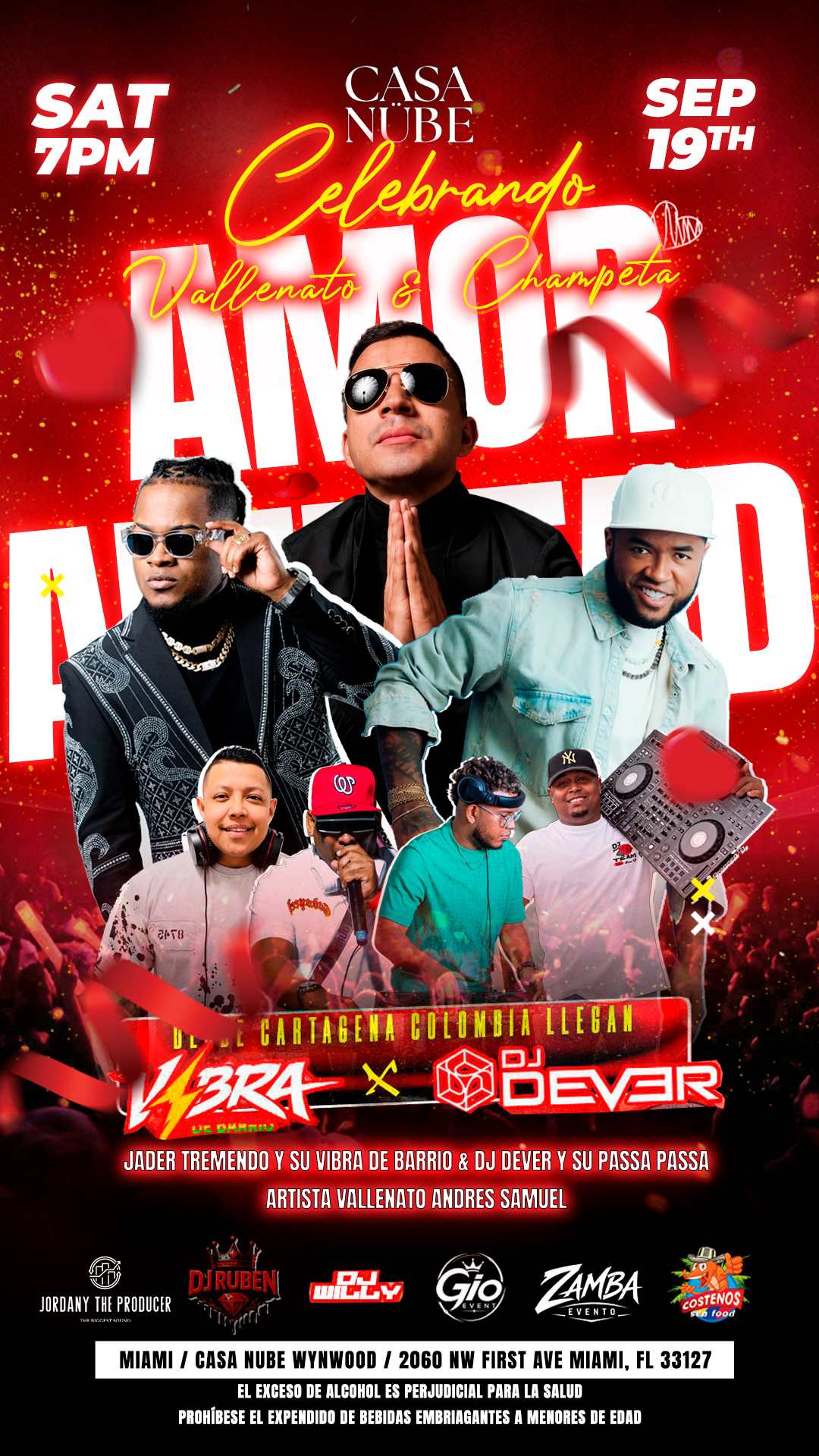 Afiche del evento Jader Tremendo, Y DJ Dever Celebrando Amor & Amistad en Miami